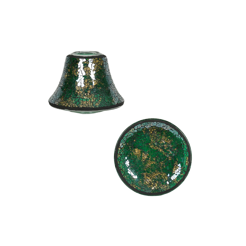 Mosaïque craquelée - Vert et Or - bougies cadeaux soins du corps