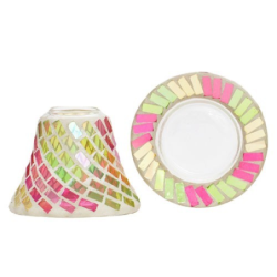 Mosaïque Rose et Vert - bougies cadeaux soins du corps